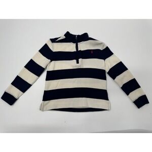 Polo Ralph Lauren Kids Blue White Striped Quarter Zip Sweater Size 6